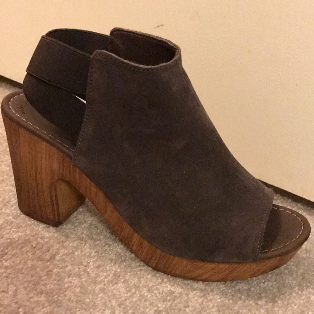Brown suede platform wedges